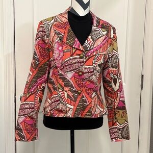 Artsy Floral Blazer Jacket‎ Vintage Boho Tropical Preppy Bold Y2K Wild Print